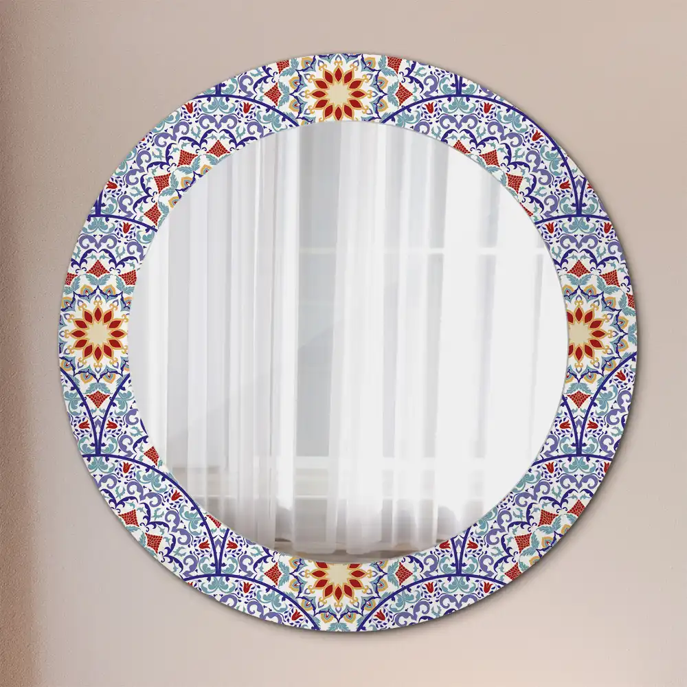 Round printed mirror Oriental composition