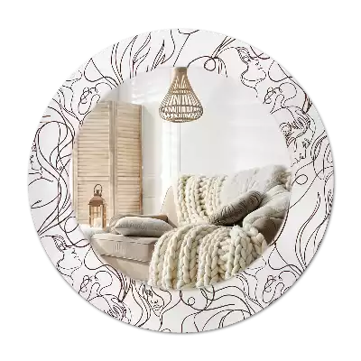 Round decorative mirror Faces from the lines