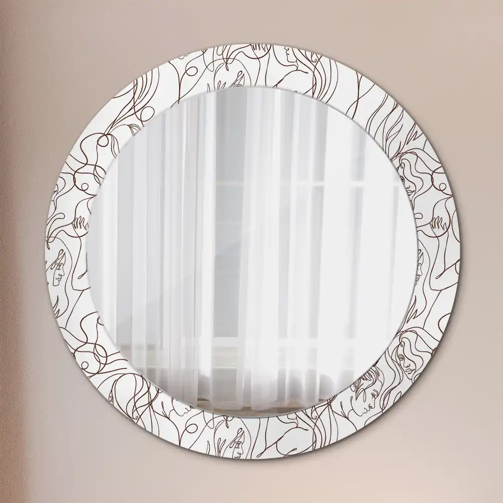 Round decorative mirror Faces from the lines