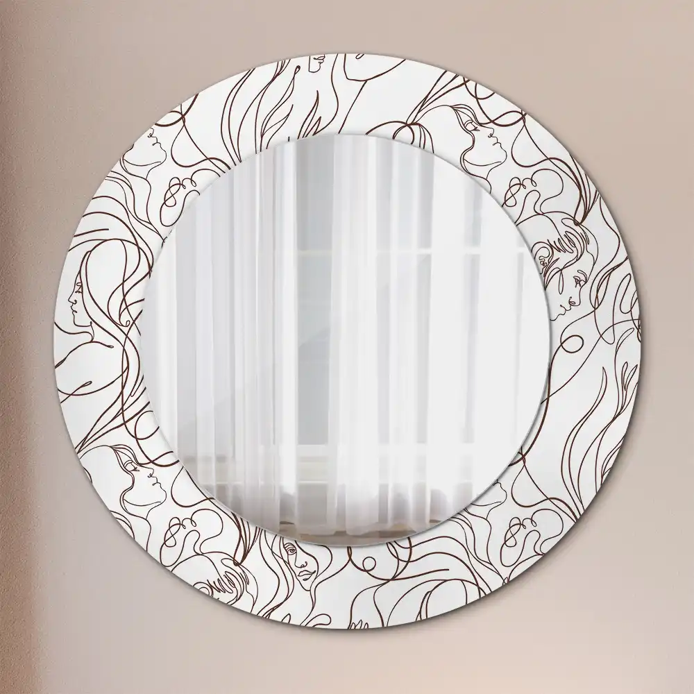 Round decorative mirror Faces from the lines