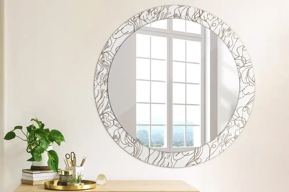 Round decorative mirror Faces from the lines