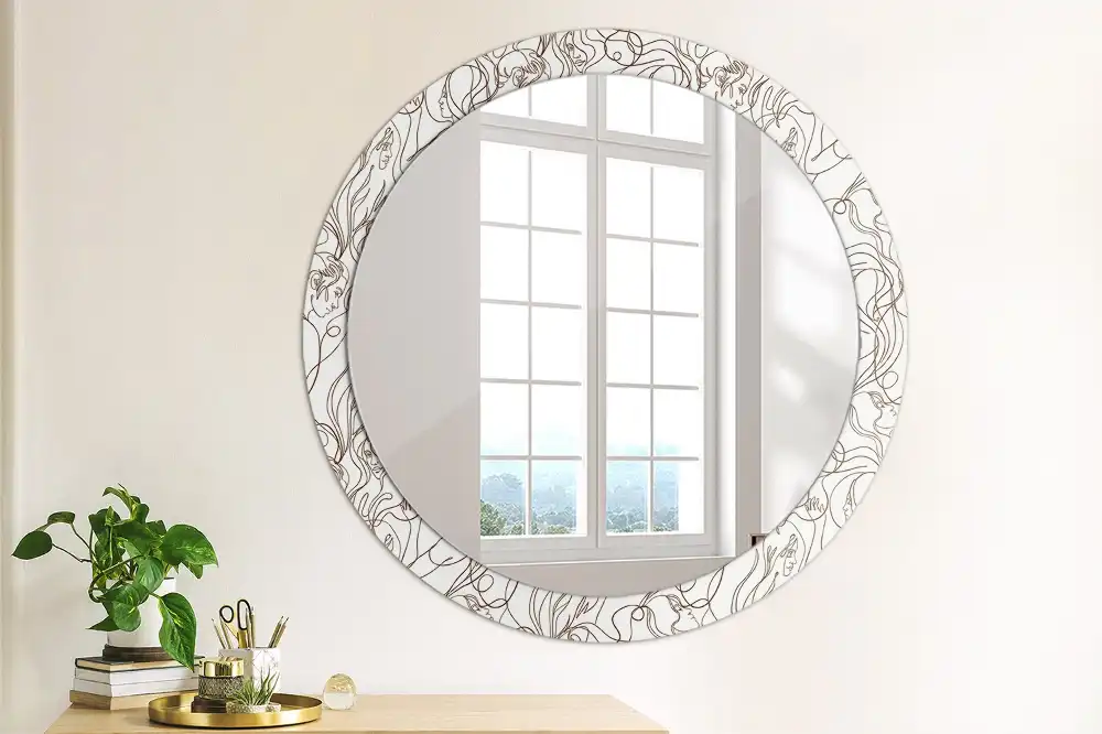 Round decorative mirror Faces from the lines