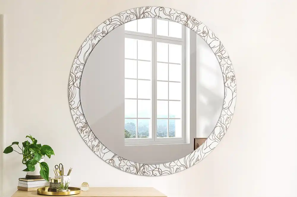 Round decorative mirror Faces from the lines