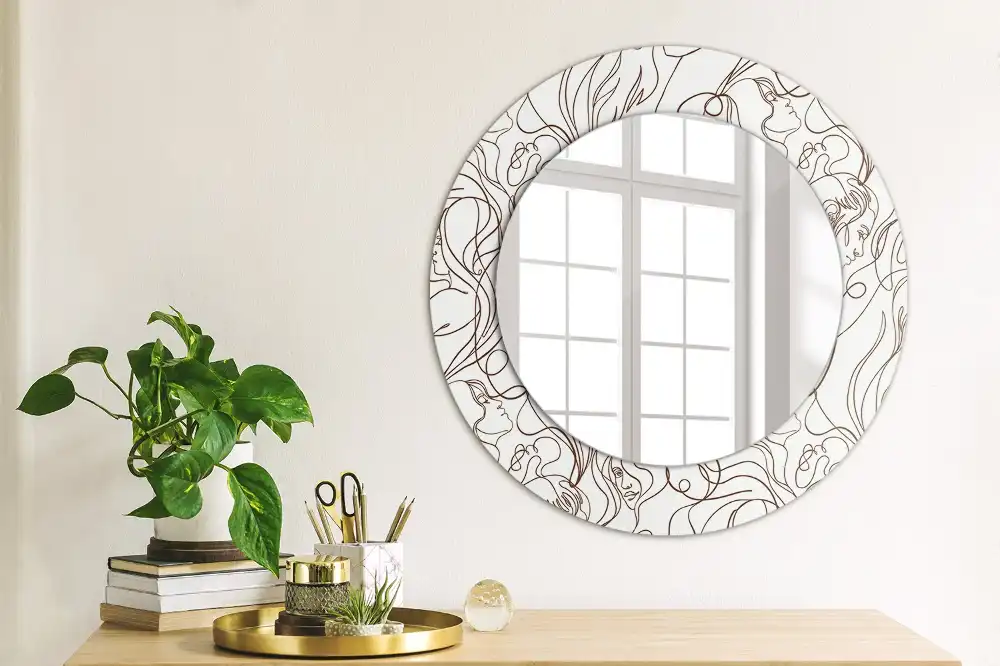 Round decorative mirror Faces from the lines