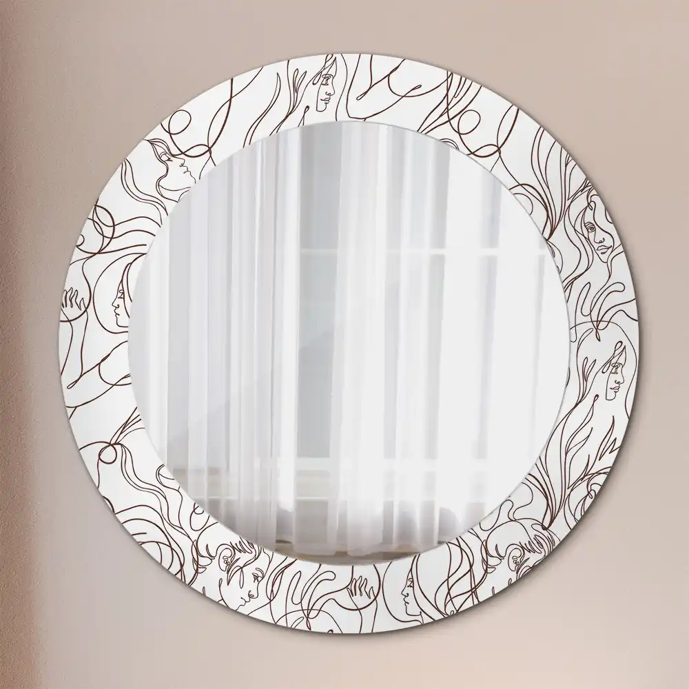 Round decorative mirror Faces from the lines