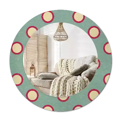 Round mirror frame with print Dot circles