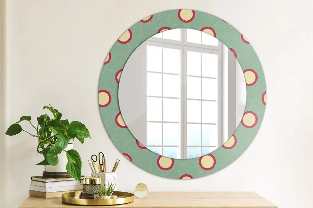 Round mirror frame with print Dot circles