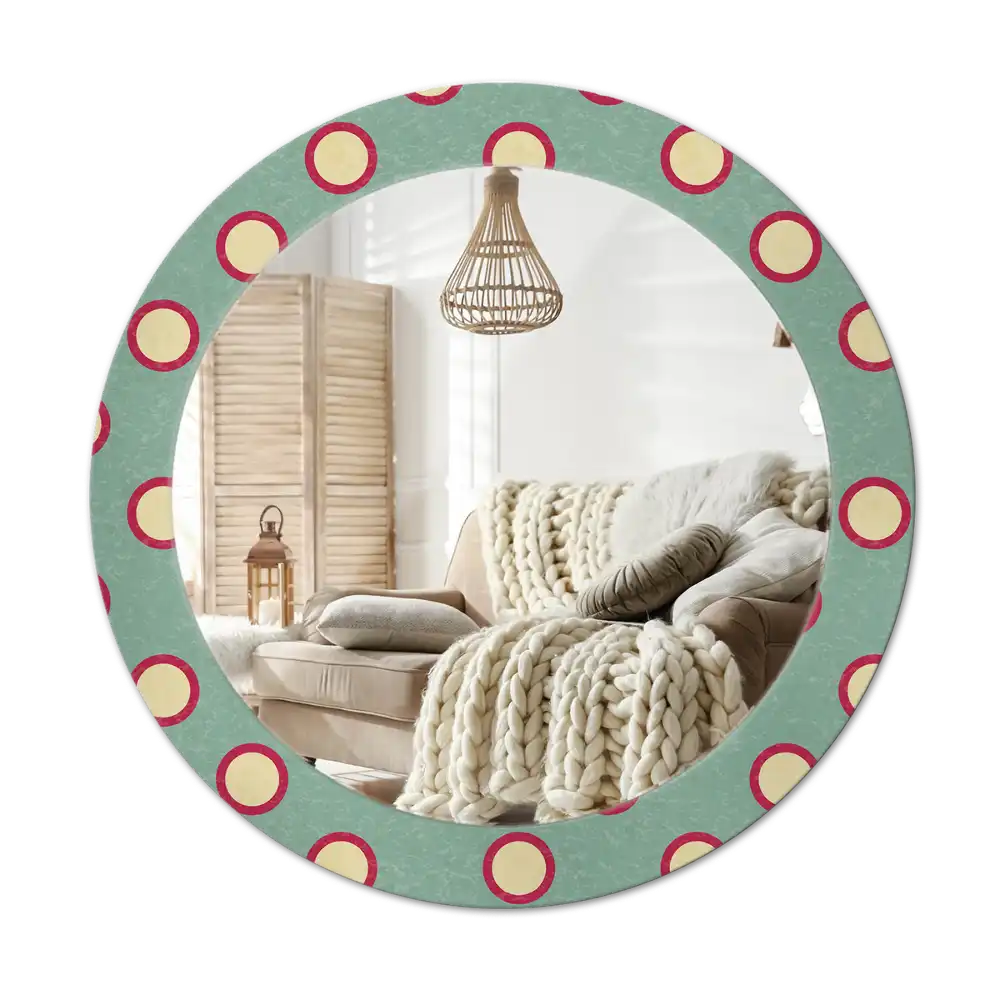 Round mirror frame with print Dot circles