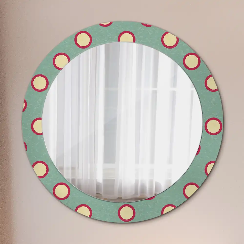 Round mirror frame with print Dot circles