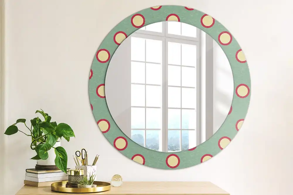 Round mirror frame with print Dot circles