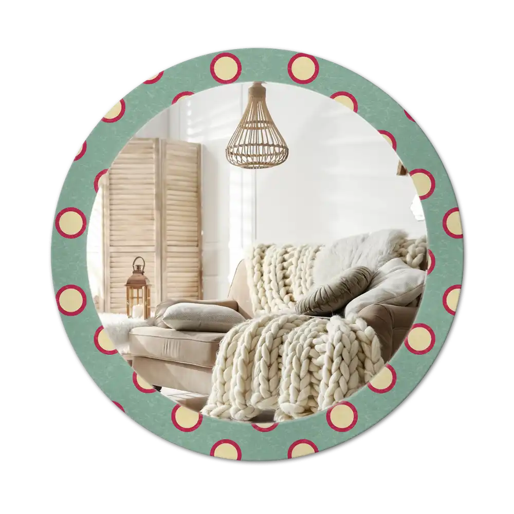 Round mirror frame with print Dot circles