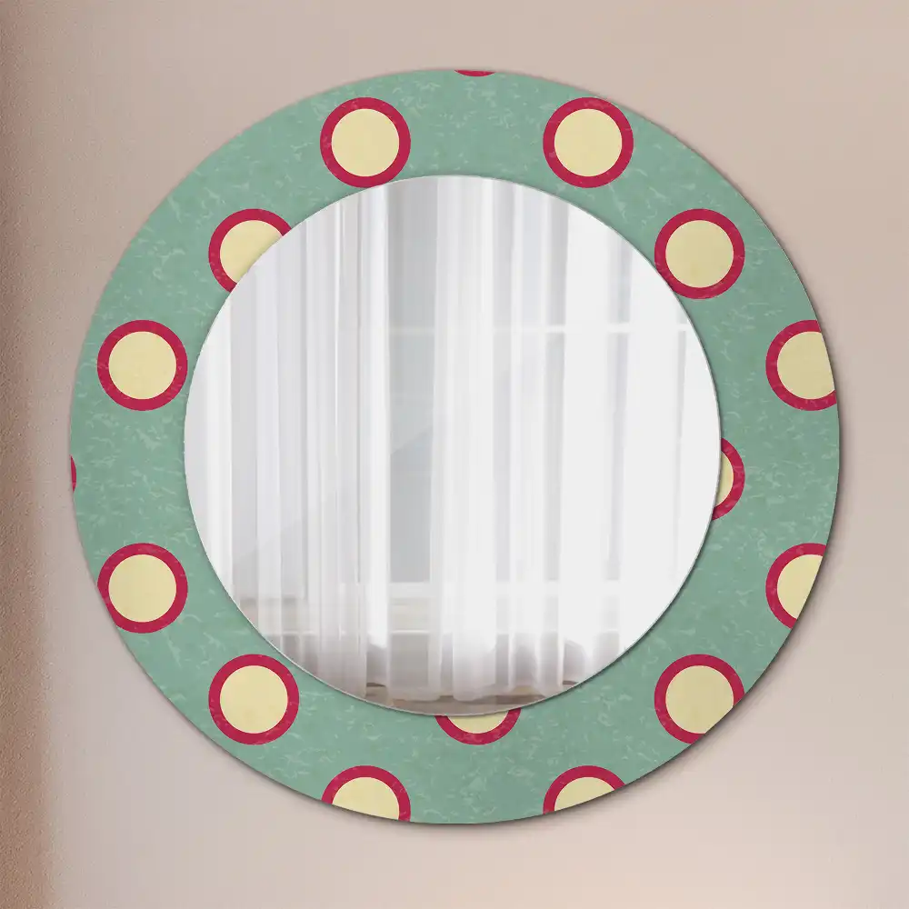 Round mirror frame with print Dot circles