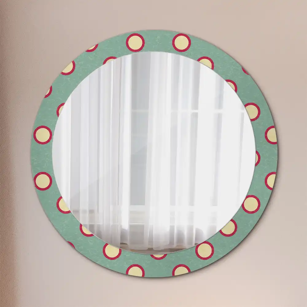Round mirror frame with print Dot circles
