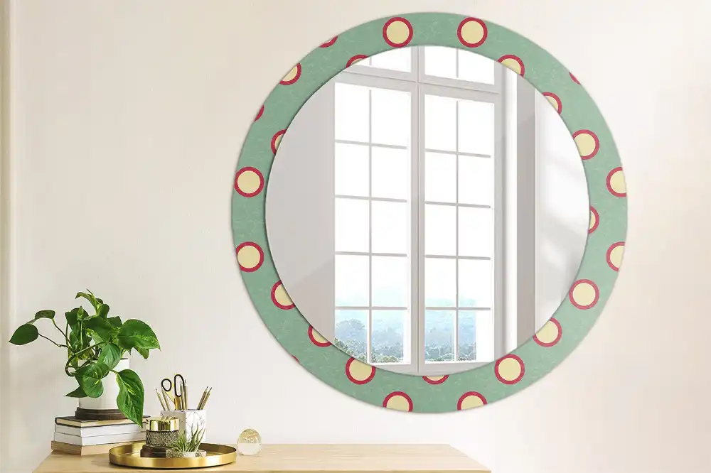 Round mirror frame with print Dot circles