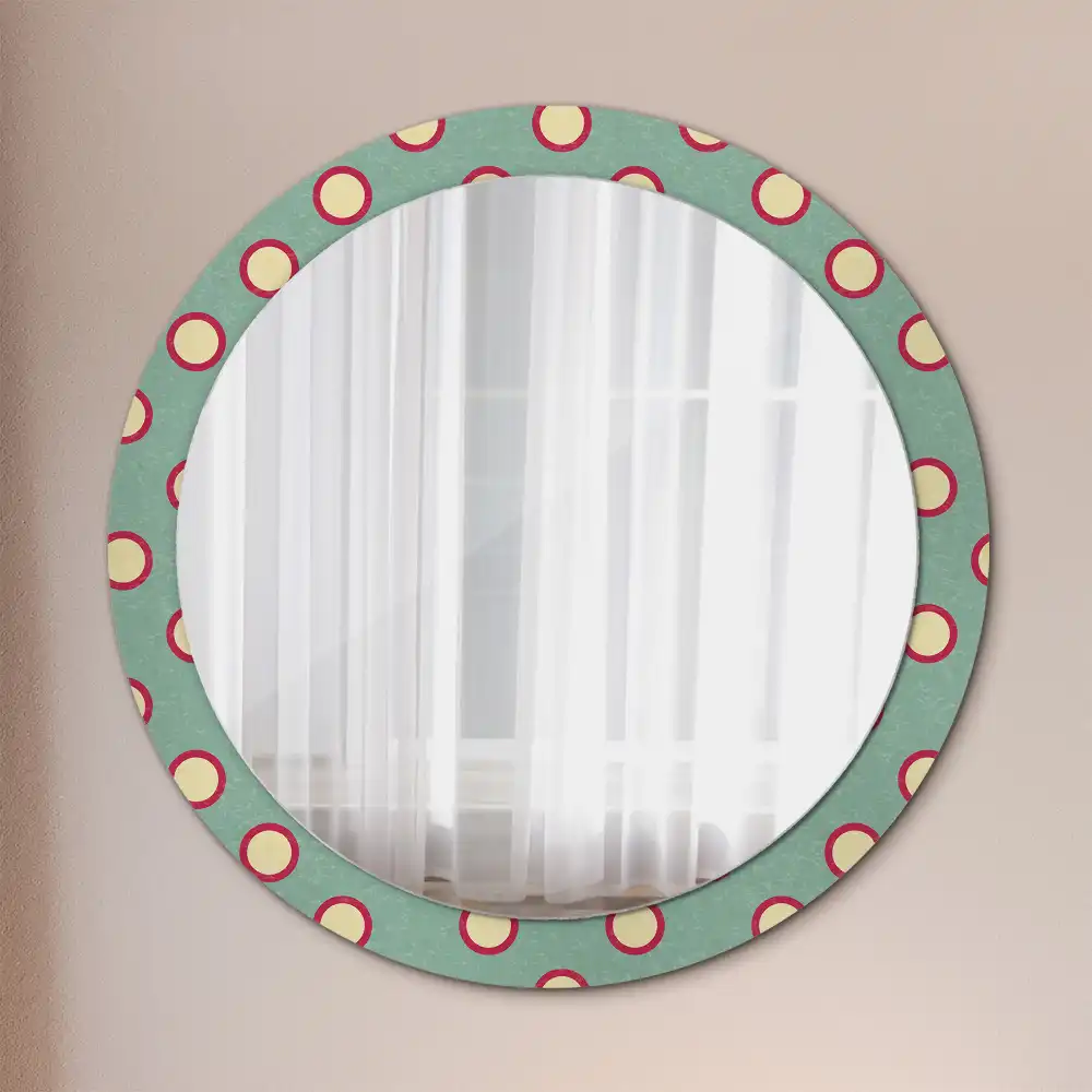 Round mirror frame with print Dot circles