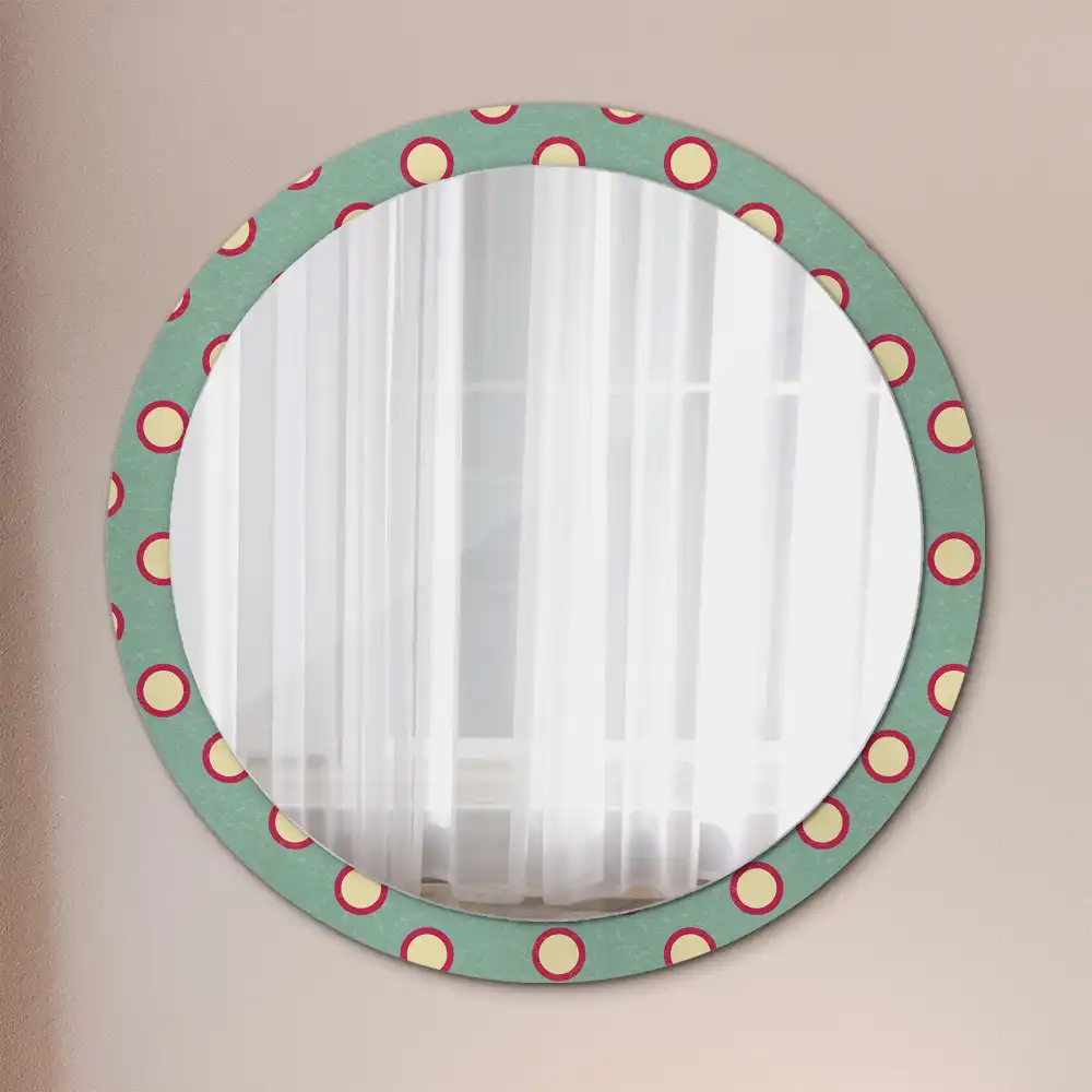 Round mirror frame with print Dot circles