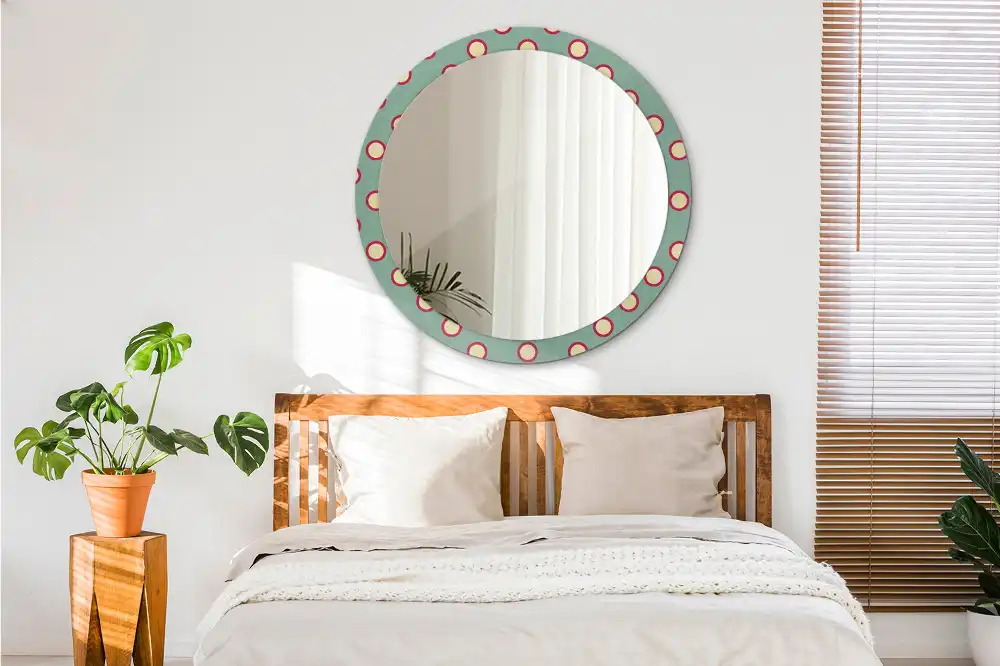 Round mirror frame with print Dot circles