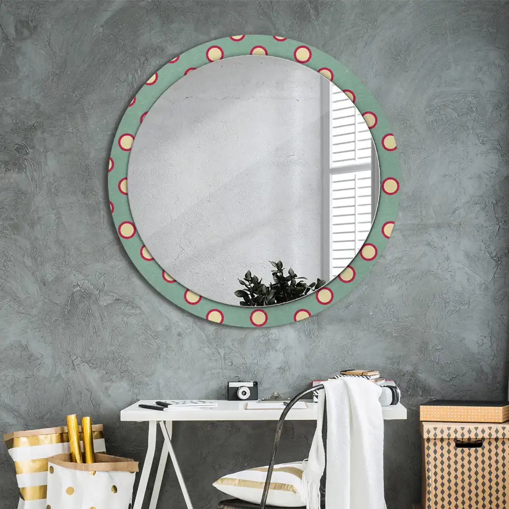 Round mirror frame with print Dot circles