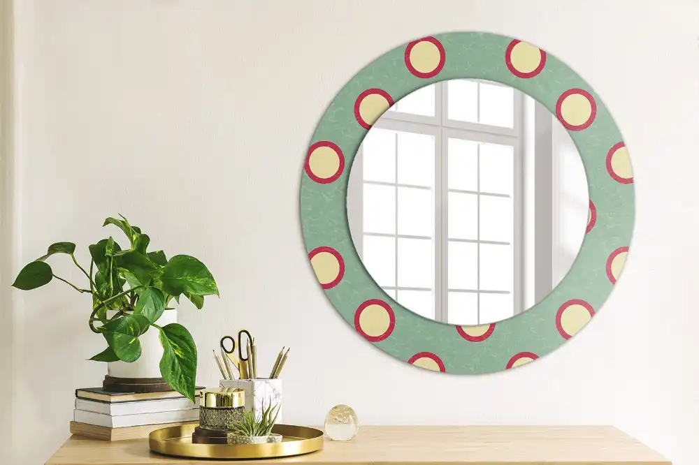 Round mirror frame with print Dot circles