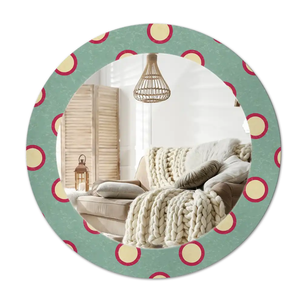 Round mirror frame with print Dot circles