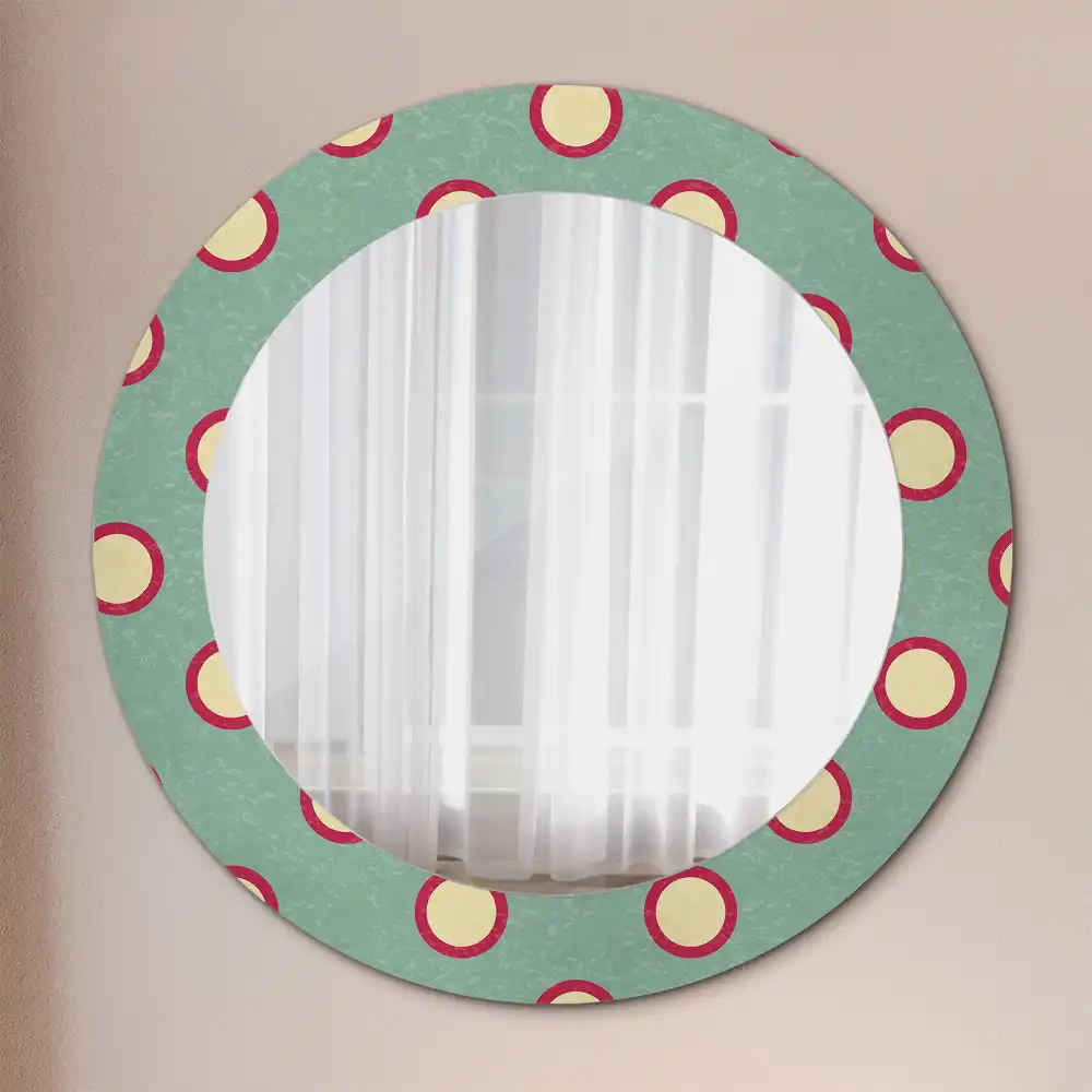 Round mirror frame with print Dot circles