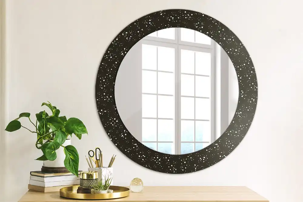 Round printed mirror Chaotic dots