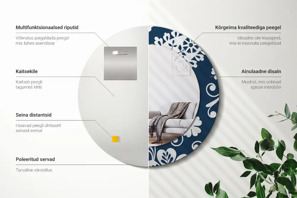 Round decorative mirror Paisley Composition