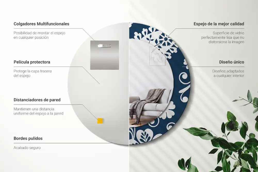 Round decorative mirror Paisley Composition