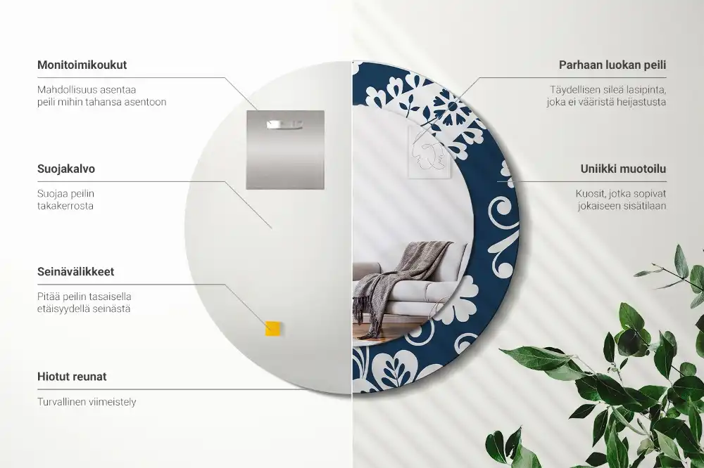 Round decorative mirror Paisley Composition
