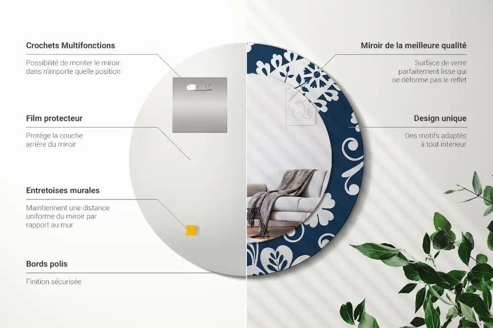 Round decorative mirror Paisley Composition