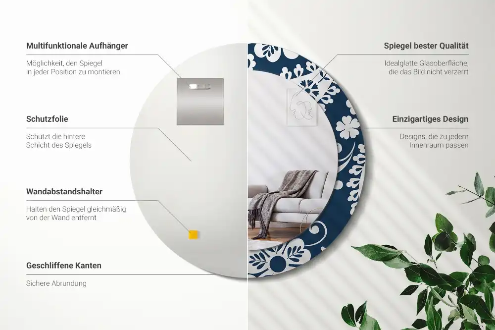 Round decorative mirror Paisley Composition