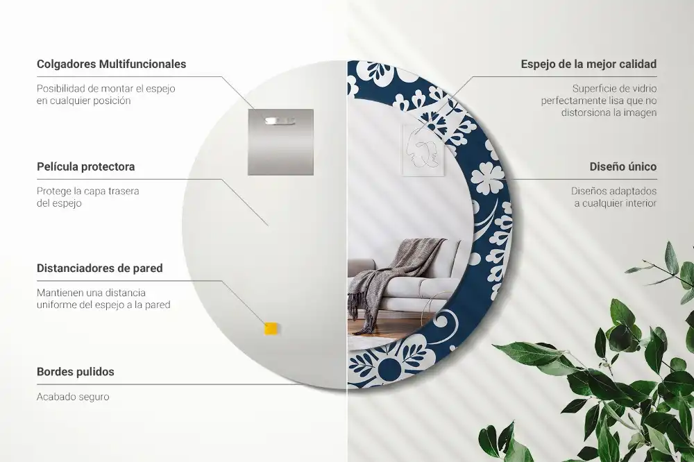 Round decorative mirror Paisley Composition