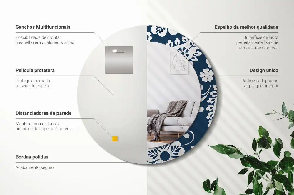 Round decorative mirror Paisley Composition