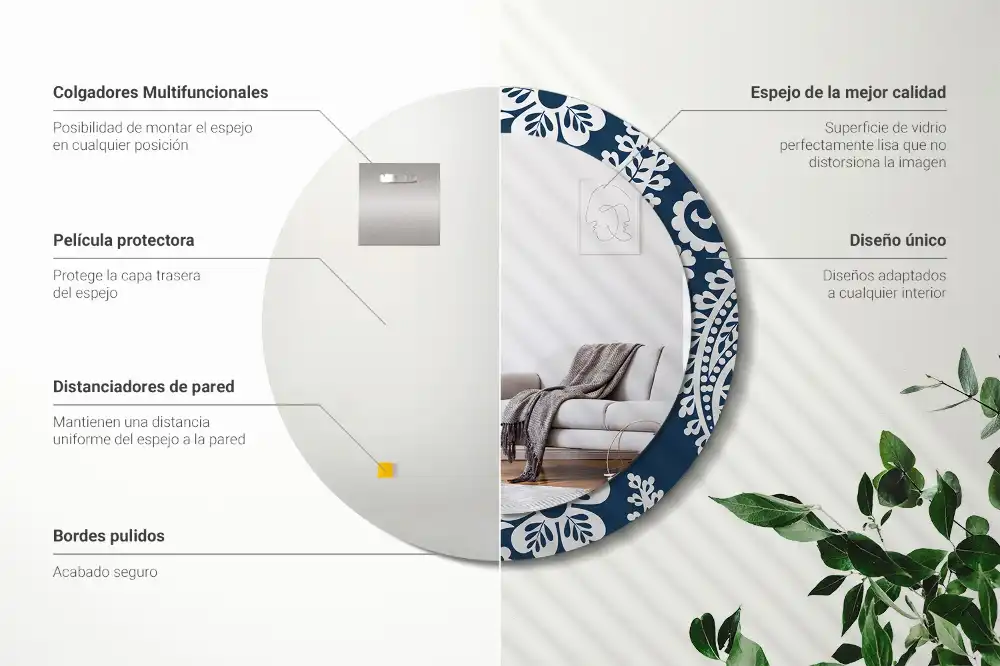 Round decorative mirror Paisley Composition