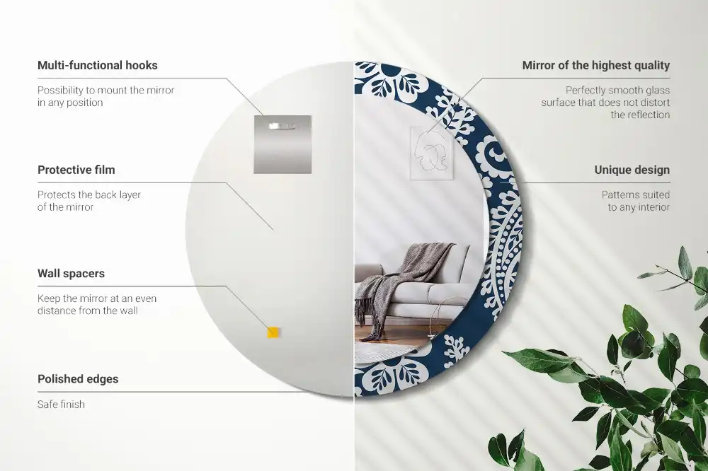 Round decorative mirror Paisley Composition