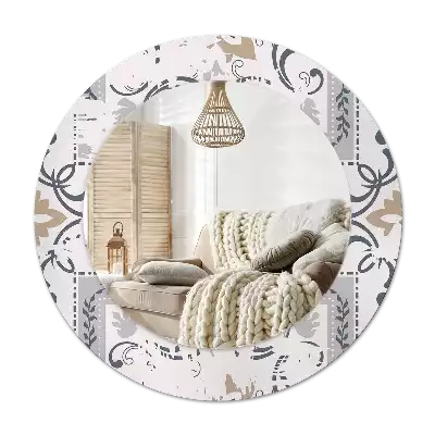 Round wall mirror decor Retro tiles