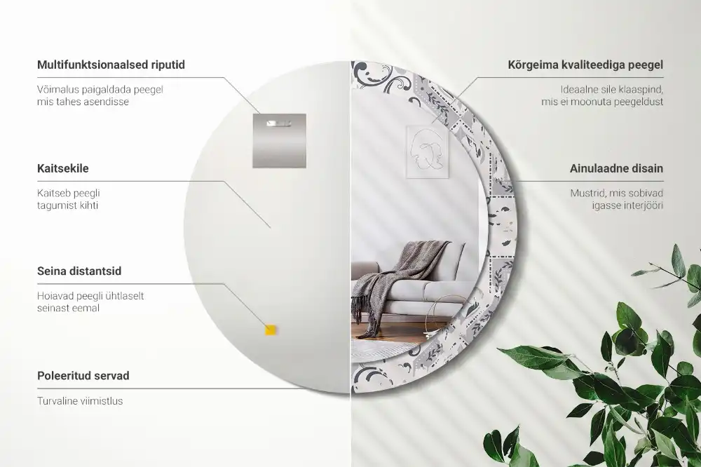 Round wall mirror decor Retro tiles