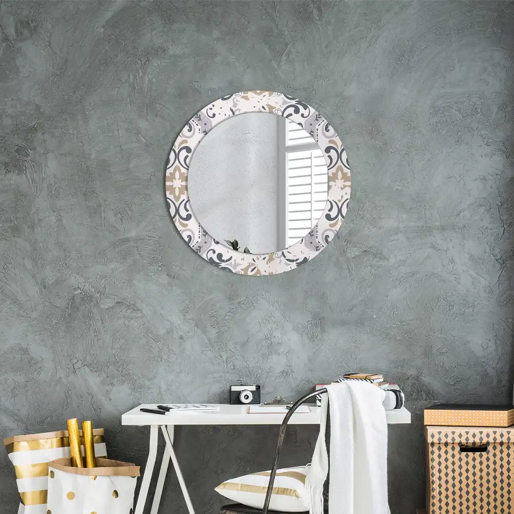 Round wall mirror decor Retro tiles