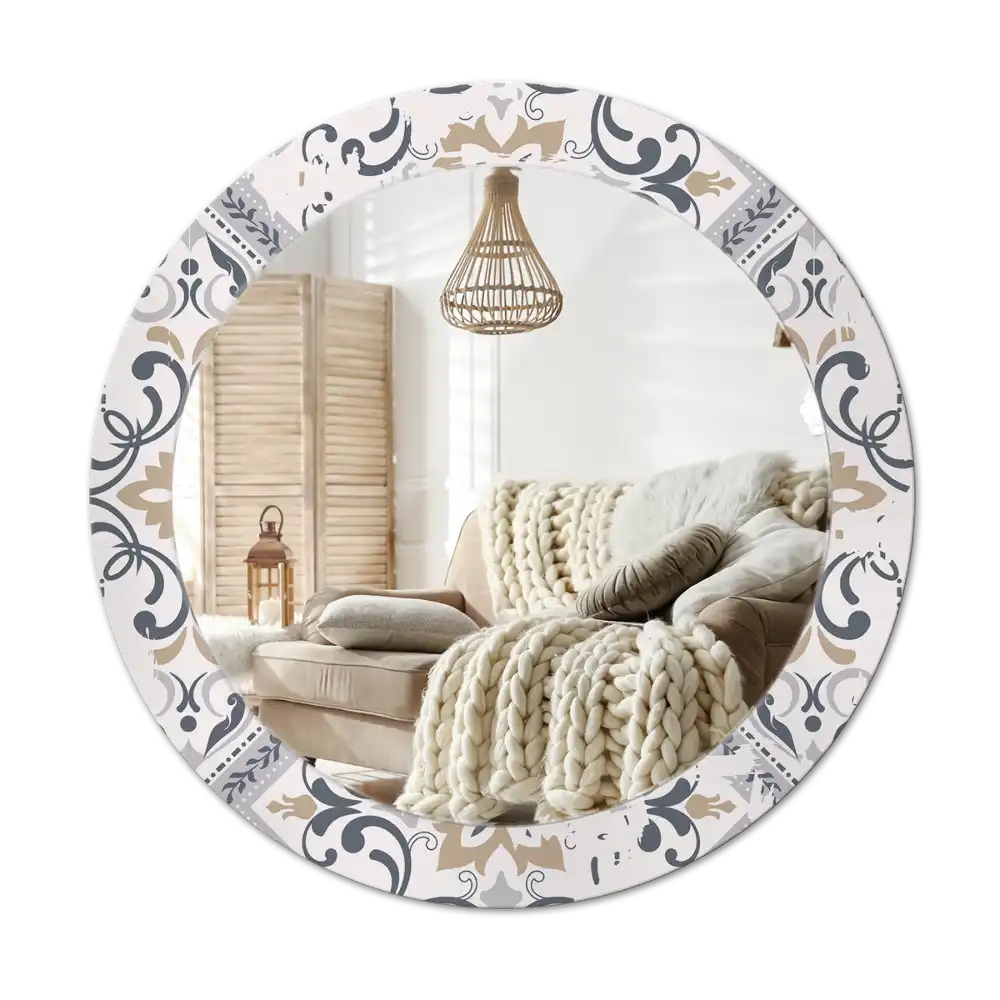 Round wall mirror decor Retro tiles
