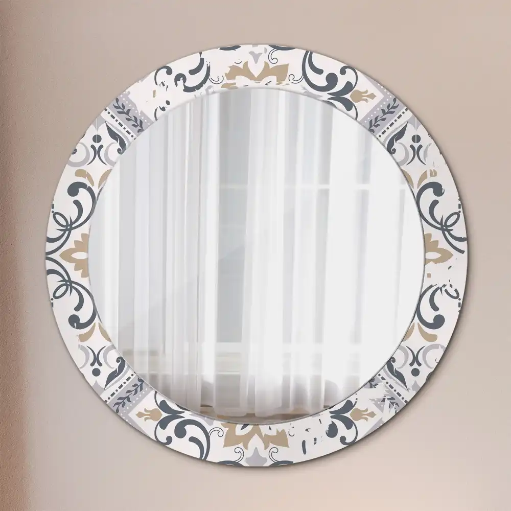 Round wall mirror decor Retro tiles