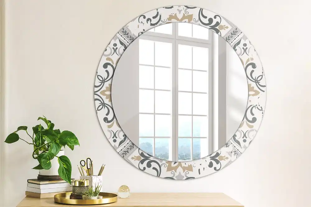 Round wall mirror decor Retro tiles