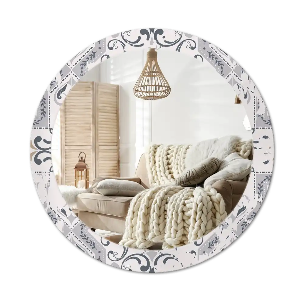 Round wall mirror decor Retro tiles