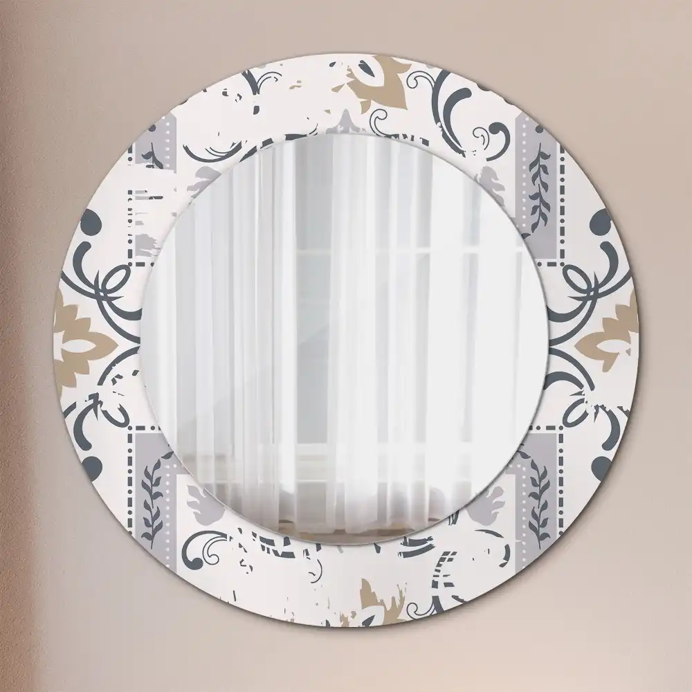 Round wall mirror decor Retro tiles