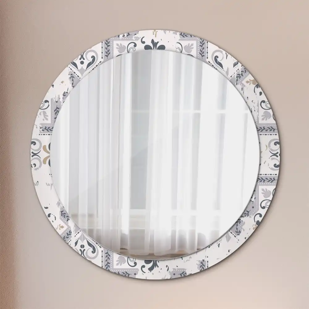 Round wall mirror decor Retro tiles