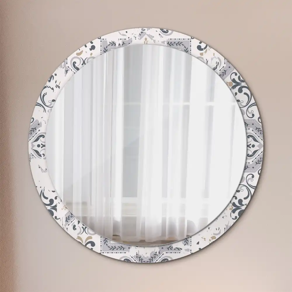 Round wall mirror decor Retro tiles