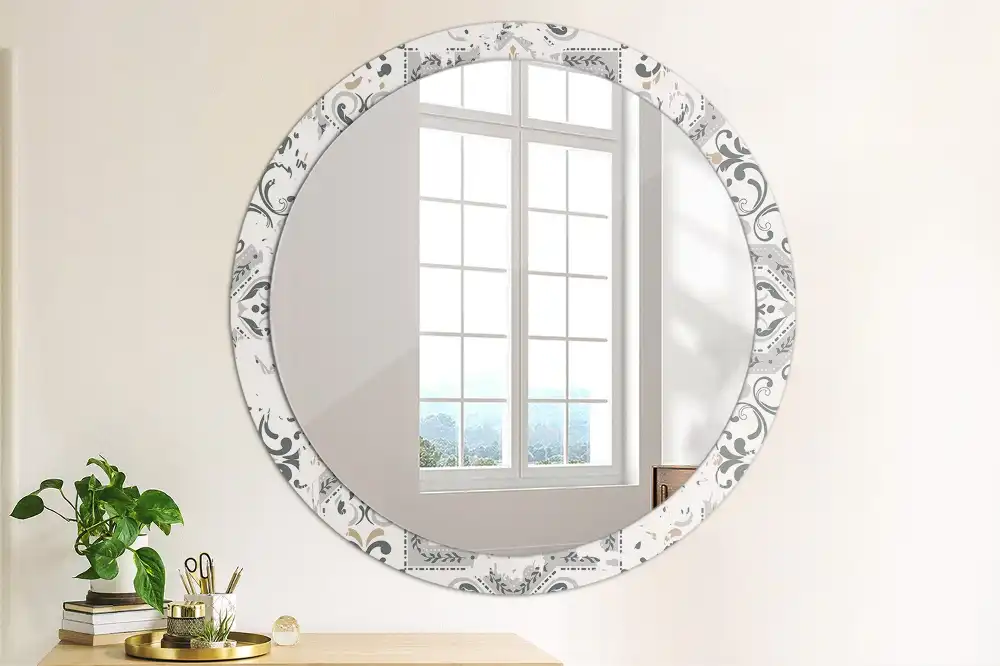 Round wall mirror decor Retro tiles