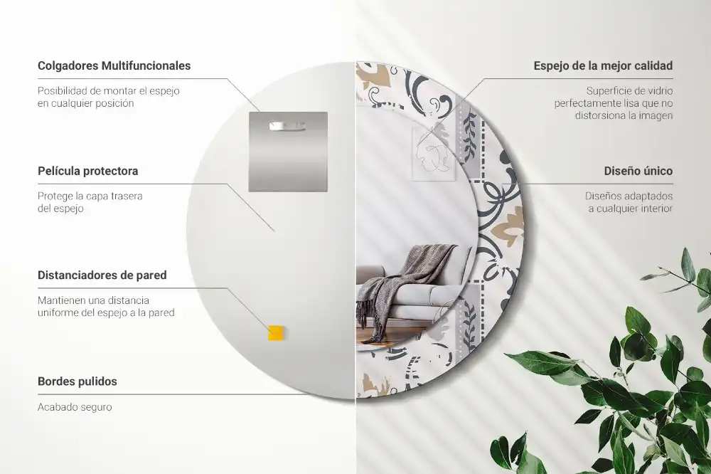 Round wall mirror decor Retro tiles