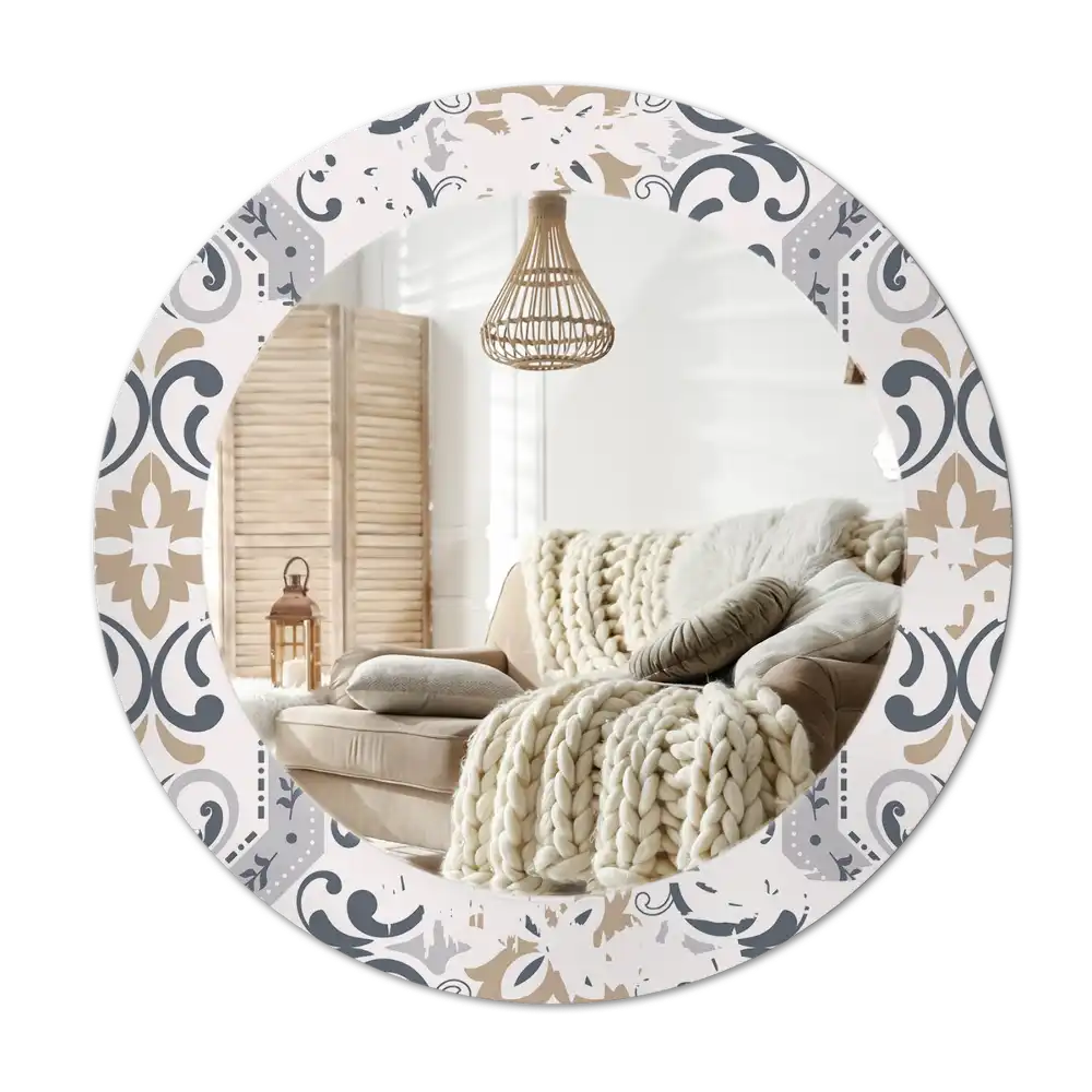 Round wall mirror decor Retro tiles