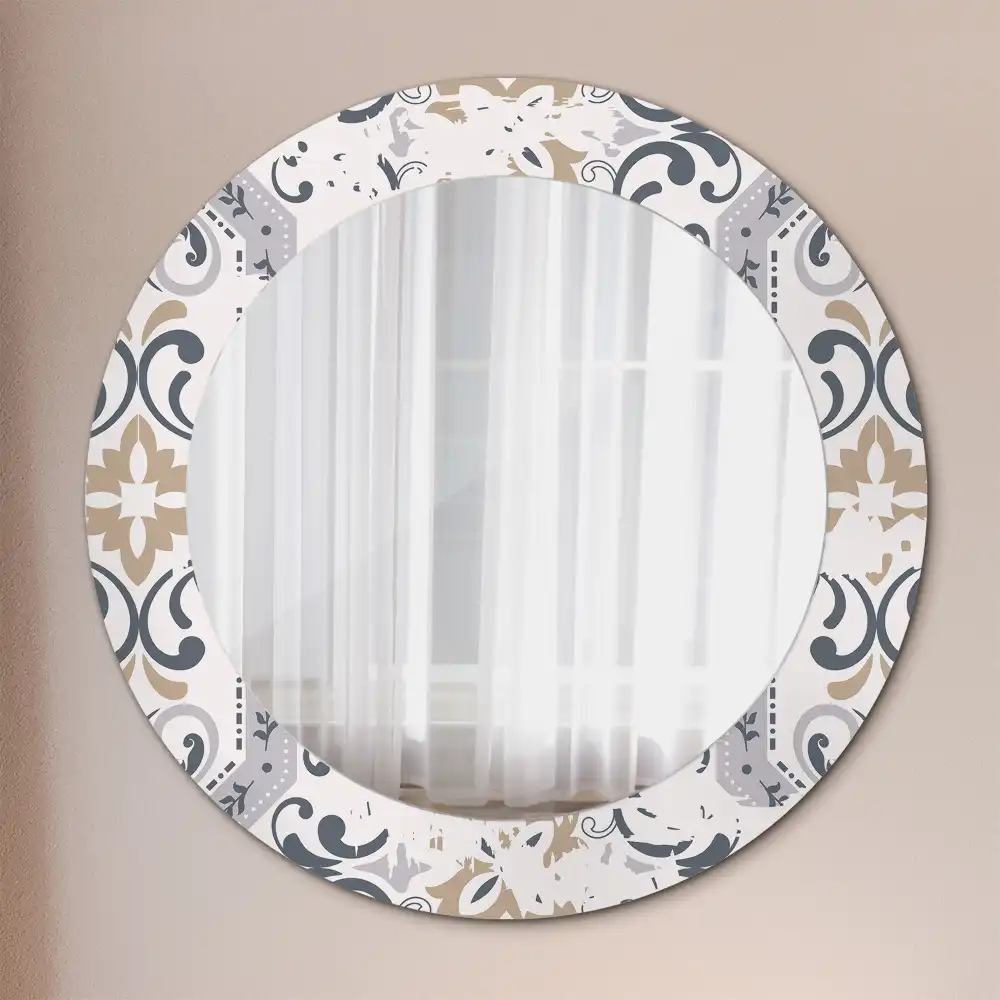 Round wall mirror decor Retro tiles