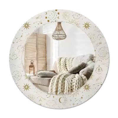 Round mirror frame with print Mystical pattern